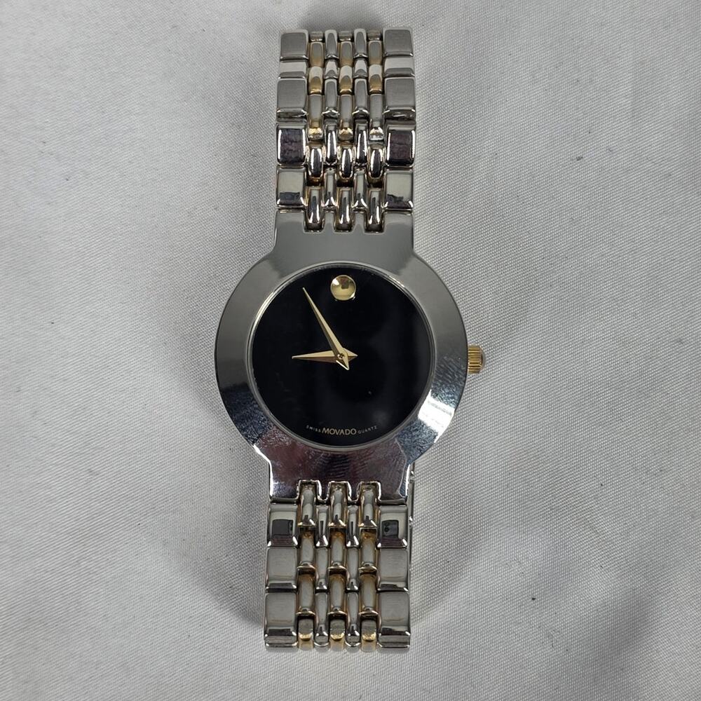 MOVADO MUSEUM TWO‑TONE QUARTZ WATCH – VINTAGE 90'S – 34MM – SAPPHIRE CRYSTAL - Picture 11 of 13